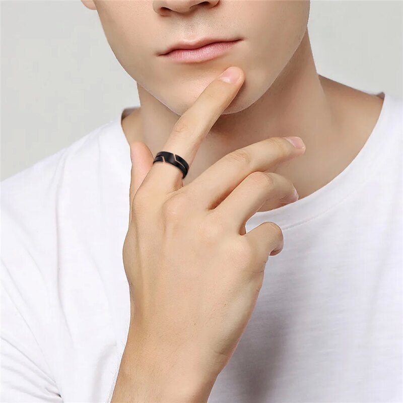 Bague Techwear Inox Motif Géométrique Unisexe