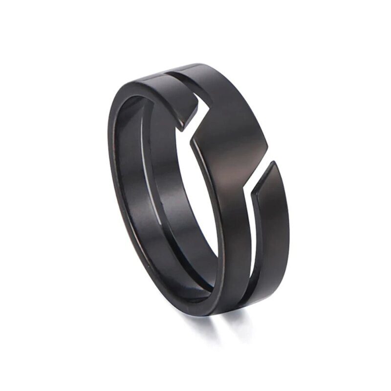 Bague Techwear Inox Motif Géométrique Unisexe
