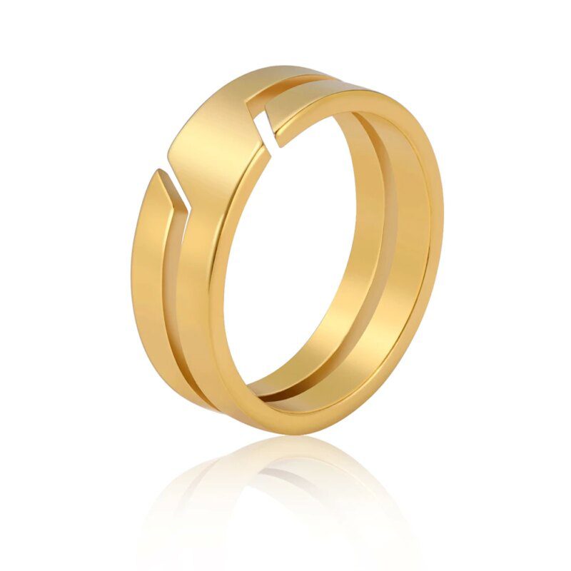 Bague Techwear Inox Motif Géométrique Unisexe