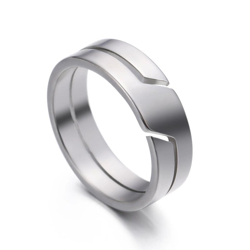 Bague Techwear Inox Motif Géométrique Unisexe